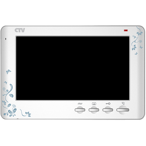 CTV-M1700 SE (White) Монитор цветного видеодомофона, 7" со сменными передними панелями (серебристый металлик, "шампань", "белый декор"), Hands free, кнопочное управление, память на 250 кадров, накладное крепление, встр. ист пит, подкл до 2 выз. панелей и
