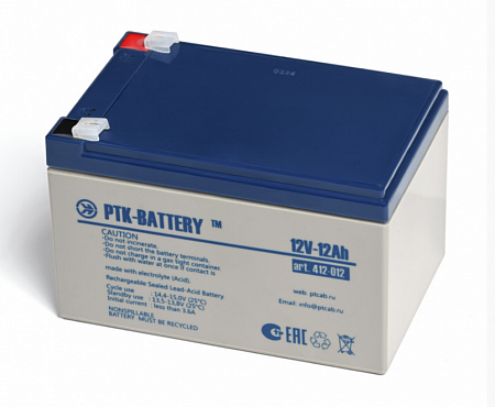 ПожТехКабель PTK-Battery 12 - 12 (412-012) Аккумулятор 12В, 12А/ч