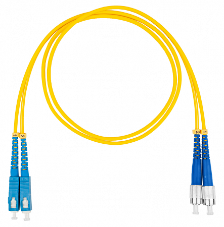 Шнур оптический коммутационный (патч-корд), SC-FC, дуплекс (duplex) OS2, нг(А)-HF, желтый, 20 м