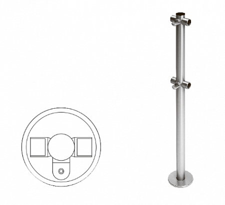 Oxgard Стойка ограждения съемная T-образная Стойка ограждения съемная  под поворотную створку или секцию по 2 муфты слева и справа