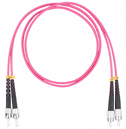 Шнур оптический коммутационный (патч-корд), FC-ST, дуплекс (duplex) OM4, нг(А)-HF, маджента, 1,0 м