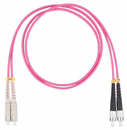 Шнур оптический коммутационный (патч-корд), SC-FC, дуплекс (duplex) OM4, нг(А)-HF, маджента, 5,0 м