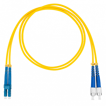 Шнур оптический коммутационный (патч-корд), LC-FC, дуплекс (duplex) OS2, нг(А)-HF, желтый, 15 м